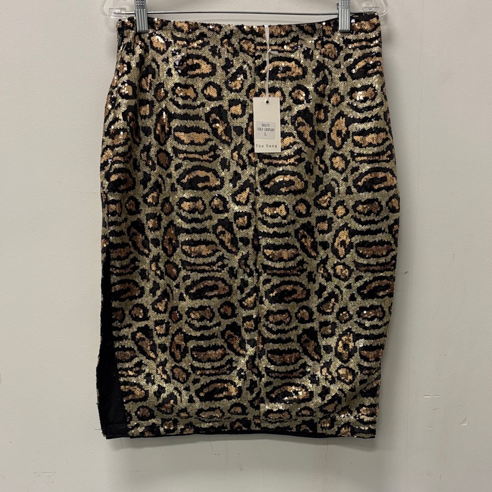 The Sang  Black and Gold Sequin Pencil Skirt.
